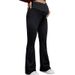 High Waist Maternity Flared Trousers Wide Leg Casual Slim Fit Cross Belly Support Belt European American Style Pregnant Women Pants_ecoleips.com