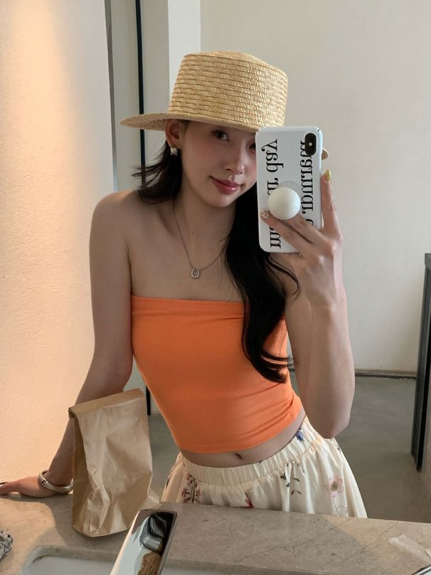 Women's Clothing Sleeveless Short Tube Top Female Summer Style Personality Fashion Dopamine Color Eye Catching_ecoleips.com
