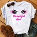 Summer Hot-selling New Product: Retro Large-size Women's Round-neck Short-sleeve T-shirt With Eyelash Design_ecoleips.com