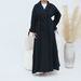 Modest Abaya Dress Aiyirui Belted V-Neck Duster Coat – Dubai-Inspired Longline Cardigan With Drawstring Sleeves (S-XL, Solid Colors)_ecoleips.com