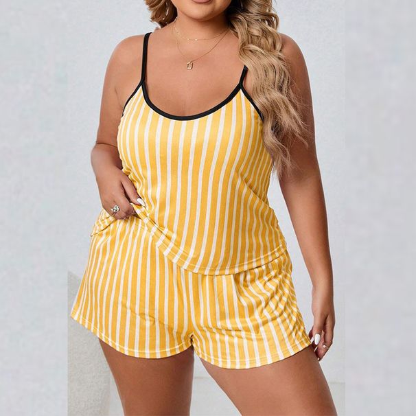 Women's Plus Size Floral Print Pajama Set Sleeveless Camisole & Shorts Comfortable Nightwear Loungewear For Curvy Figures 1XL 2XL 3XL 4XL 5XL_ecoleips.com