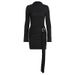 Elegant Fashion Solid Color Slimming Waist Fitted Long Sleeve Dress With Metal Buckle For Women Casual Daily Formal Occasion Wear_ecoleips.com