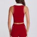 Women's Sleeveless Sports Top Vest V Neck Fitness Pilates Running Yoga Outfit Set with Breast Pads Color Blocked Lapel_ecoleips.com
