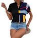 Women's V Neck Printed Loose Fitting Shirt Top Casual Comfortable American Style_ecoleips.com