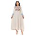 Muslim Abaya Dress For Women - Embroidered Elegant Long Sleeve Maxi Dress_ecoleips.com