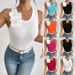 Women's Sleeveless Top 3D Floral Decoration Solid Color Vest Spring/Summer Regular Polyester Tank Top & Camis_ecoleips.com