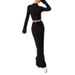 2025 Women's Solid Color Pants Long Sleeve Two-Piece Set_ecoleips.com