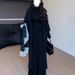 Women's Black Lotus Patterned Fishtail Dress Fur Lined High Neck Slim Fit Bodycon Design for Autumn Winter_ecoleips.com