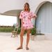 Women's Clothing Fashion Printing Casual Versatile Shirt Cardigan Shorts Suit_ecoleips.com