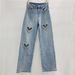 Women Spring And Summer Heart Shaped Hot Diamond New Style Personality Fashionable Wide Leg Straight Leg Floor Length Trousers Jeans_ecoleips.com