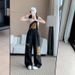Cross-border 2025 American Retro Plaid Overalls For Women, New Design With Splicing, Loose Straight-leg Jeans_ecoleips.com