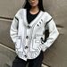 Elegant Jacquard Knit Cardigan For Women - Loose Fit V-Neck Open Front Sweater With Geometric Patterns, Soft & Warm Fall Fashion_ecoleips.com