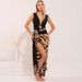 Women's Deep V Neck One-Piece Swimsuit - Conch Shell Printed Sexy Bathing Suit For Beach & Pool_ecoleips.com