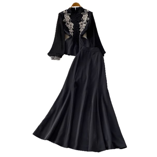 Regal Baroque Blouse & Mermaid Skirt Set – Hand-Embroidered Victorian Elegance | Black | Sizes S-4xl_ecoleips.com