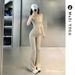MUZI White Wide-Shoulder Strap Beauty-Back Nude-Feel Fitness High-Waisted Yoga Outfit Flared Pants Two-Piece Set For_ecoleips.com