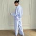 Autumn New Striped Sleeve Long Pants Lace Loose Wearable Pajamas Two-Piece Set European And American Homewear For_ecoleips.com