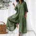 Women's Clothing Women's Loose Fit Cotton Linen Shirt Jumpsuit Style Solid Color Casual Long Sleeved Mid Length_ecoleips.com