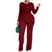 "Sweetheart Jumpsuit – Flowy Long-Sleeve Romper With Straight Leg For Women_ecoleips.com