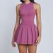 Women's Clothing Cloud Feel Faux Two Piece Stand Up Collar Dress, Outdoor Running Anti Exposure Base Layer A Line Skirt Tennis Skirt 9094_ecoleips.com
