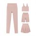 U Shaped Vest Cropped Pants Shorts And Skirt Four Piece Set For Women Slim Fit Stretchy Sportswear_ecoleips.com