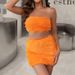 Ins European And American Sexy Solid Color Furry Set Nightclub Style Hot Girl Short Tube Top High Waist Bodycon_ecoleips.com