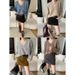 French-Inspired Soft Yarn V-Neck Sweater – Flattering Loose Fit, Lightweight & Breathable (One Size, Blue/Grey/Beige/Brown)_ecoleips.com
