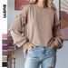 K New Women's Lantern Sleeve Round Neck Lace Sleeve Pullover Top_ecoleips.com