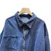 Women's Clothing Early Autumn Retro Blue Denim Shirt Jacket Autumn And Winter Layered Inner Shirt Chic Tops_ecoleips.com