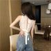 Sexy Lace Delicate Hollow-out Backless Tie-up Top, New Versatile Knitted Camisole Short Top For Women_ecoleips.com