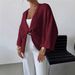 Women's Clothing Elegant Cross V-Neck Casual Sweater - Loose Fit, Soft Polyester Blend, Versatile For Streetwear & Layering (Blue/White, S/M/L)_ecoleips.com