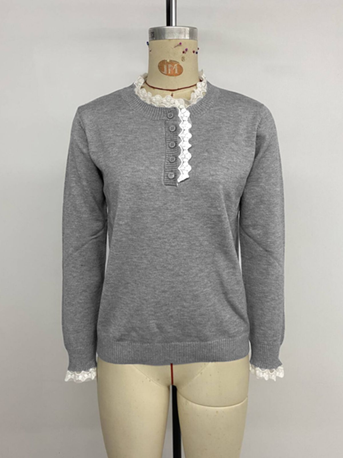 K New Sweet Retro Style Women's Lace Patchwork Button Cardigan Sweater_ecoleips.com