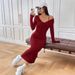 Women's Clothing 2025 Autumn Winter New French Style Chic Knitted Dress Slim Fit Two-Piece Set_ecoleips.com