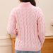 Women's Cable Knit Sweater - High Neck Chunky Ribbed Pullover In Dusty Pink (S/M/L/Xl) | Winter Fashion Wool Blend Top_ecoleips.com