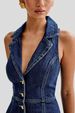 K New Neck Strap Style Slim Fit Long Skirt Denim Dress Women's Wear_ecoleips.com