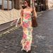 Women's Elegant Slim Fit Printed Dress European American Style Autumn New Scarf Collar Sexy Backless Strapless Regular Size_ecoleips.com