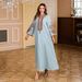 Luxury Embroidered Abaya Dress – Premium Dubai Turkish Style Long Robe With Rope Stitching – Modest Evening Gown For Women (Light Blue, M-XXL)_ecoleips.com
