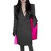 Women's clothing feather casual long-sleeved lapel suit jacket + casual slim-fit long trousers 2-piece set_ecoleips.com