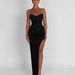 Women's Clothing Sexy V Neck Sleeveless Tube Top Dress Autumn And Winter New Style Personality Temperament High Slit Solid Color Hip Long Skirt_ecoleips.com