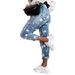 Women's Clothing Printed Pattern Ripped Straight Casual Jeans Women_ecoleips.com