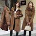 Detachable Faux Fur Trim Hooded Long Puffer Coat - Winter Warm Thickened Polyester Parka With Oversized Hood (Available In 5 Colors & Sizes)_ecoleips.com