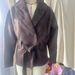 Women's Retro Lapel Suede Trench Coat – Belted Waist, Classic European Style, Elegant Outerwear For Fall & Winter_ecoleips.com
