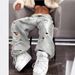 Women's Distressed High-Waisted Straight-Leg Jeans – Grunge-Inspired Patchwork Denim With Raw Hem, Non-Stretch Cotton Blend_ecoleips.com