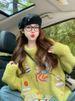 girl Green Heavy Embroidery For Women 2024 New Autumn Winter Thickened Lazy High-end Loose Retro Knitted Sweater_ecoleips.com