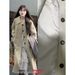 Minimalist Korean-style Lapel Trench For Girls, New Spring Model In Khaki Color, Mid-length, Elegant Coat_ecoleips.com