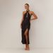 Women's Clothing Sexy Waist Halter Neck Slit Long Satin Sleeveless Dress Women_ecoleips.com