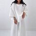 Women's Waffle Knit Set Solid Color Loose Fitting Wide Sleeved Top High Waisted Wide Leg Pants Two Piece Cross Border_ecoleips.com