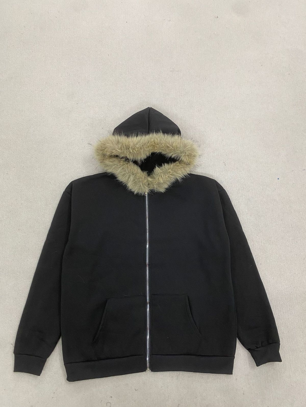 Black Zippered Plush Hooded Sweatshirt Printed High Street Boyfriend Style Loose Fit Warm Coat for Women 2024 New Export_ecoleips.com