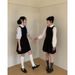Elf High School Little Black Skirt Song Ming Korean Version Sleeveless Vest Dress For Spring Women, Long Skirt_ecoleips.com