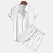 Women's Clothing Men's Casual Loose Multicolor Beach Wear Pit Stripe Short Sleeve Suit Two Piece Set_ecoleips.com