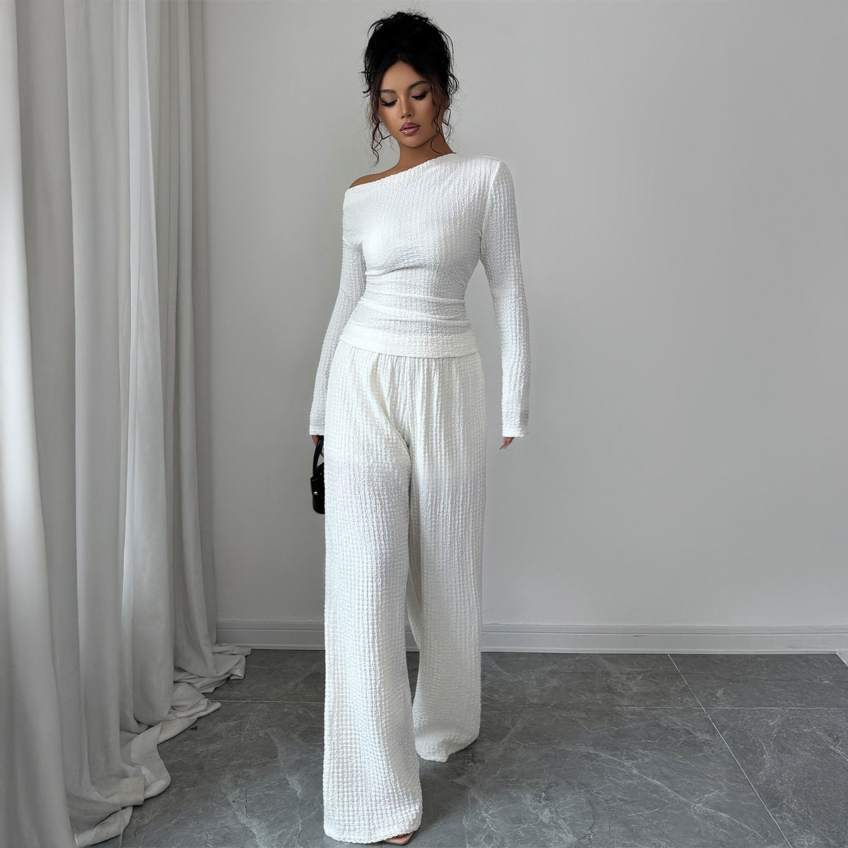 Women's Elegant Two Piece Set Long Sleeved T-Shirt And Straight Leg Pants E-commerce Autumn/Winter Fashion_ecoleips.com